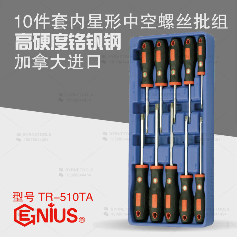 GENIUS天赋10件套内星形中空螺丝批组梅花六角形米字起子TR-510TA