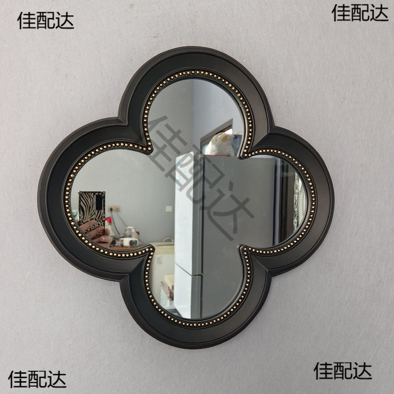 美式复古浴室镜中式四叶壁挂墙式装饰艺术镜卫生间洗手台盆镜子