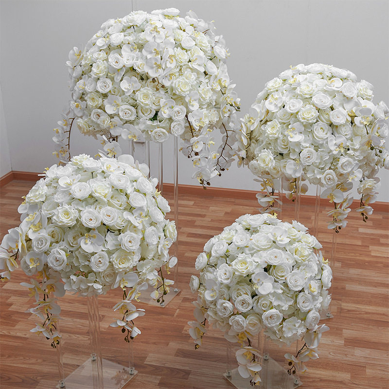 仿真蝴蝶兰玫瑰花球西式婚礼餐桌装饰桌花展厅橱窗求婚布置路引花