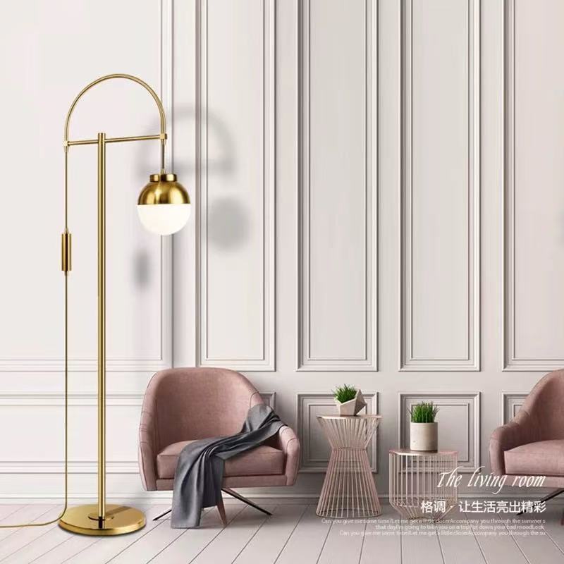 设计师后现代简约铁艺玻璃球罩餐厅轻奢大气卧室时尚落地灯