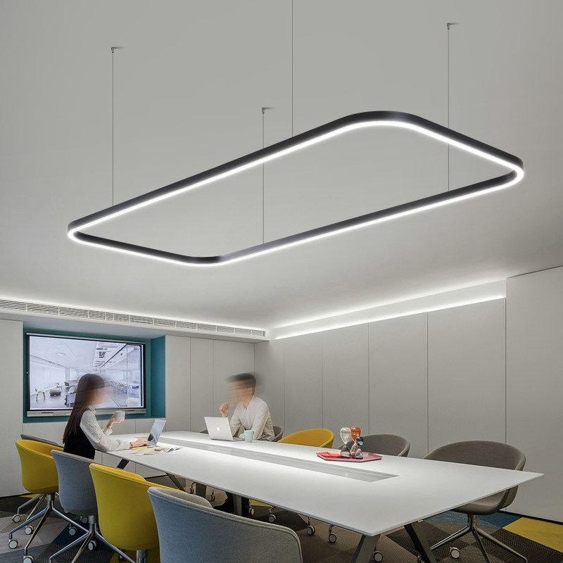 LED椭圆形吊灯 办公室会议室方形现代简约商场超市吧台造型吊线灯