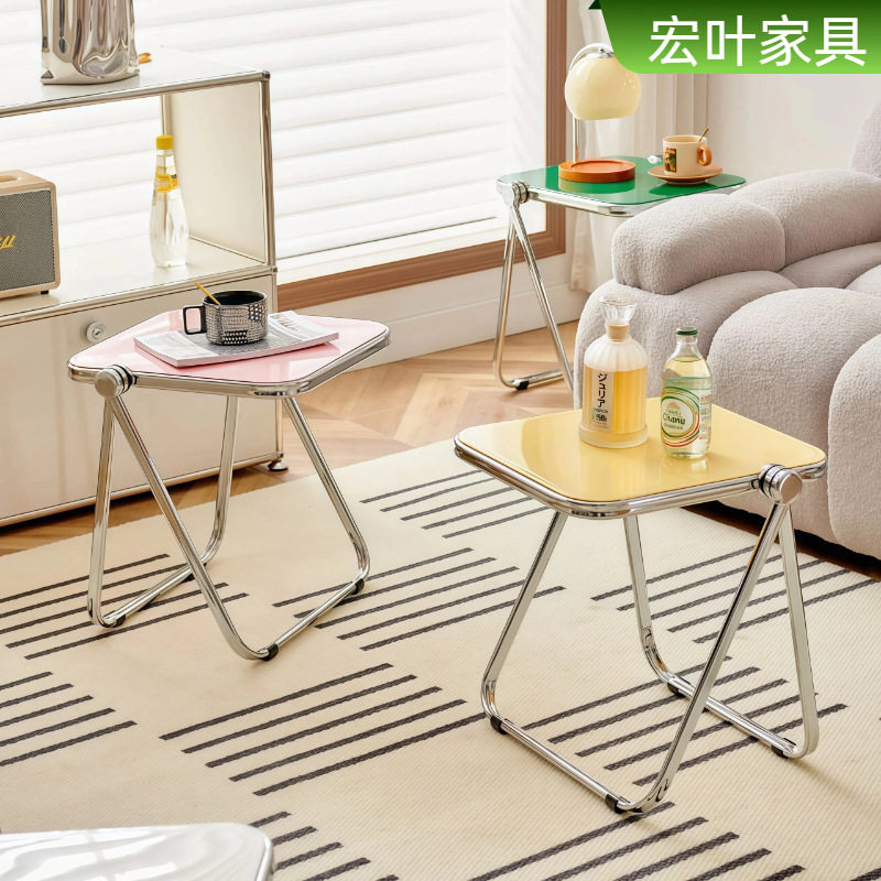 亚克力折叠小茶几简约家用角几沙发边几阳台北欧轻奢卧室床头柜子