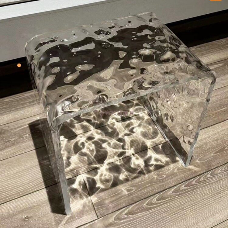 水波纹亚克力透明防水浴室矮凳