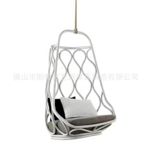 阳台简约铁艺吊篮户外秋千单人悬挂藤编吊椅花园摇椅成人家具