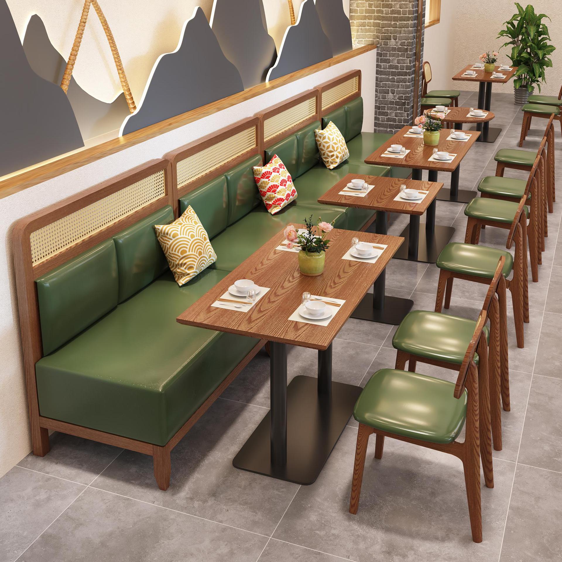 实木高档西餐厅桌椅料理店餐饮店卡座沙发港式茶餐厅桌椅组合