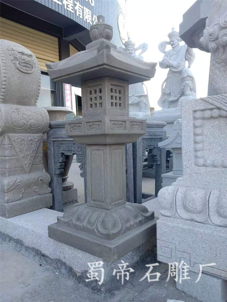 仿古石雕石灯笼中式落地日式庭院装饰石头灯户外摆件太阳能石灯