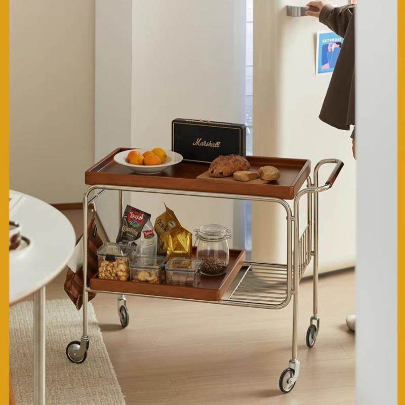 fLE简约可移动茶水小推车实木茶几沙发边几餐柜客厅餐边柜餐车置