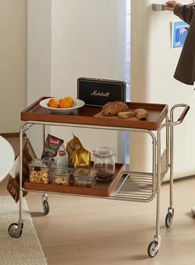 fLE简约可移动茶水小推车实木茶几沙发边几餐柜客厅餐边柜餐车置