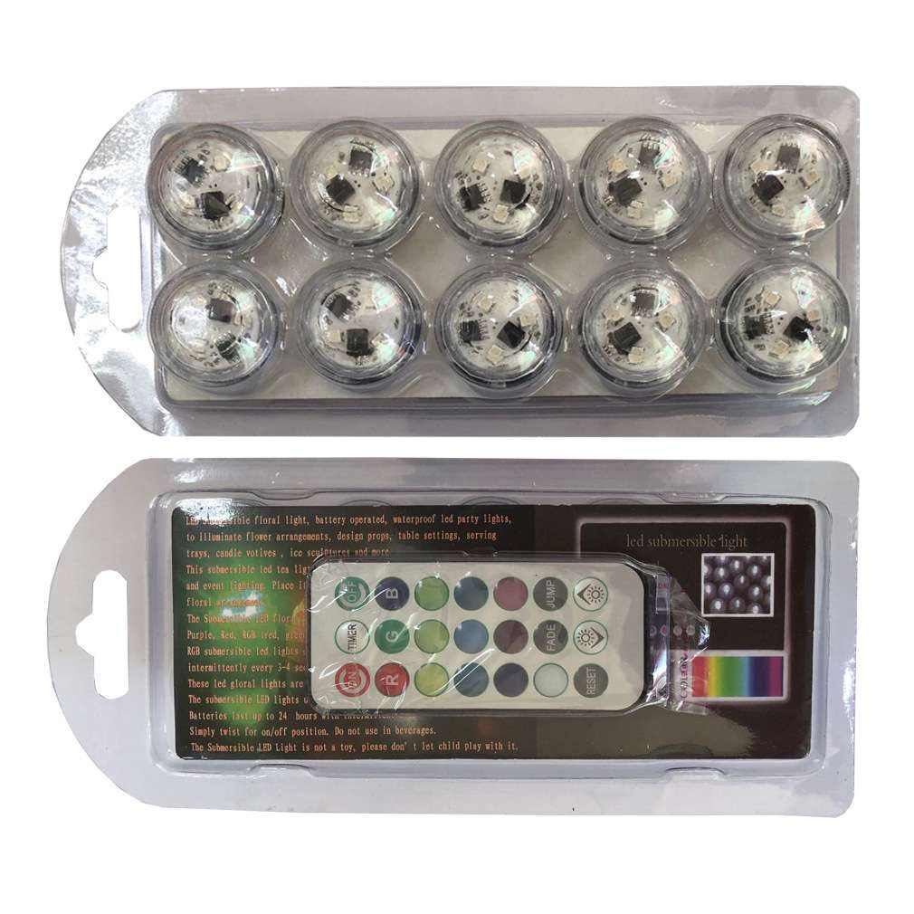 LED21键1遥控10灯RGB七彩遥控定时钻石水族鱼缸潜水灯 蜡烛花瓶灯