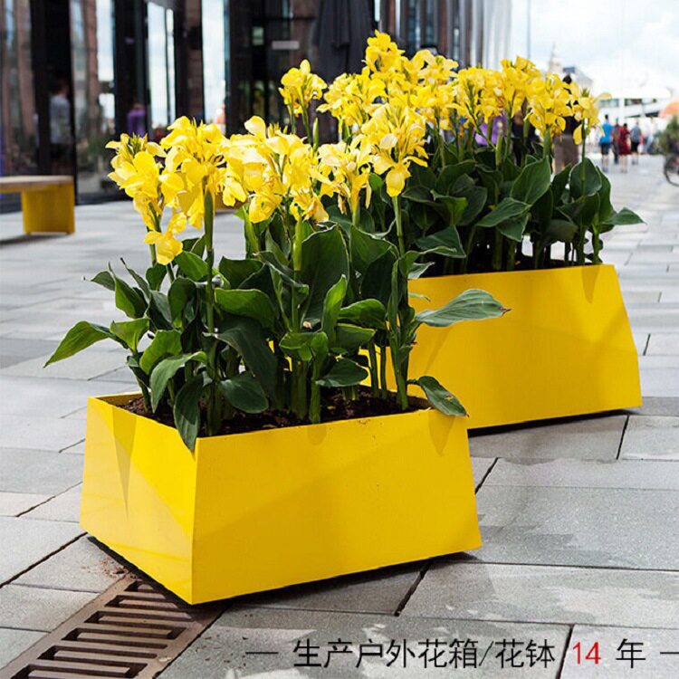 厂家直供现代简约铁艺花箱户外方形花钵广场商业街小区售楼部花盆