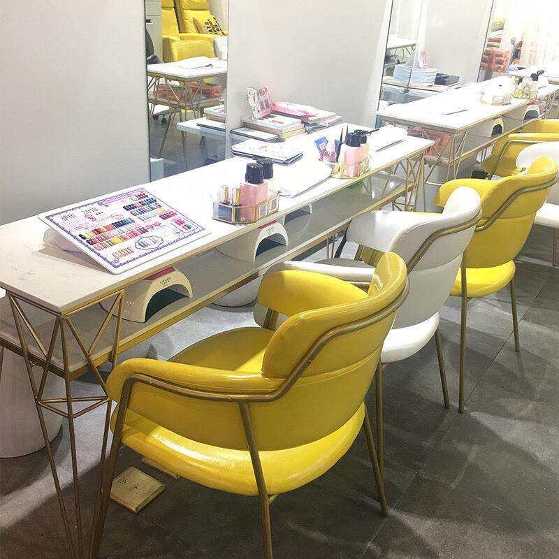 铁艺餐椅甜品店休闲沙发椅粉色网红单人布艺扶手洽谈椅酒吧椅包邮
