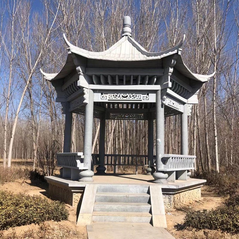 山东公园景观花岗岩石雕亭子