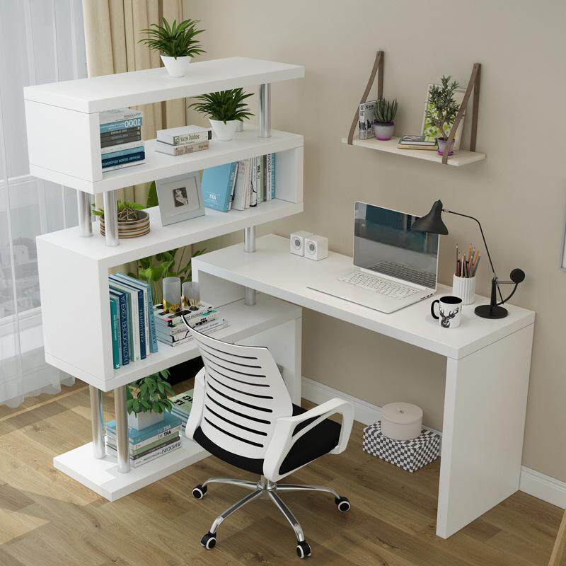 电脑台式桌家用转角书桌书架组合写字桌子简约经济型书柜一体