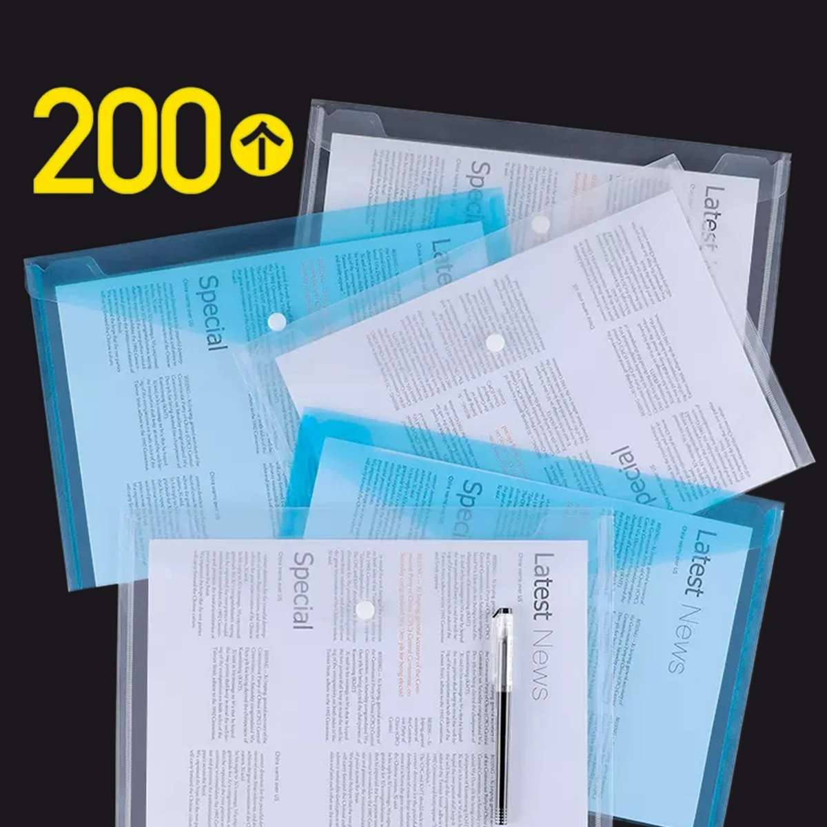 200个a4文件袋透明塑料档案袋资料袋办公用品合同收纳袋按扣式加