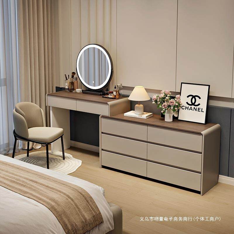 全实木梳妆台意式极简斗柜一体感卧室简约现代2025新款化妆桌