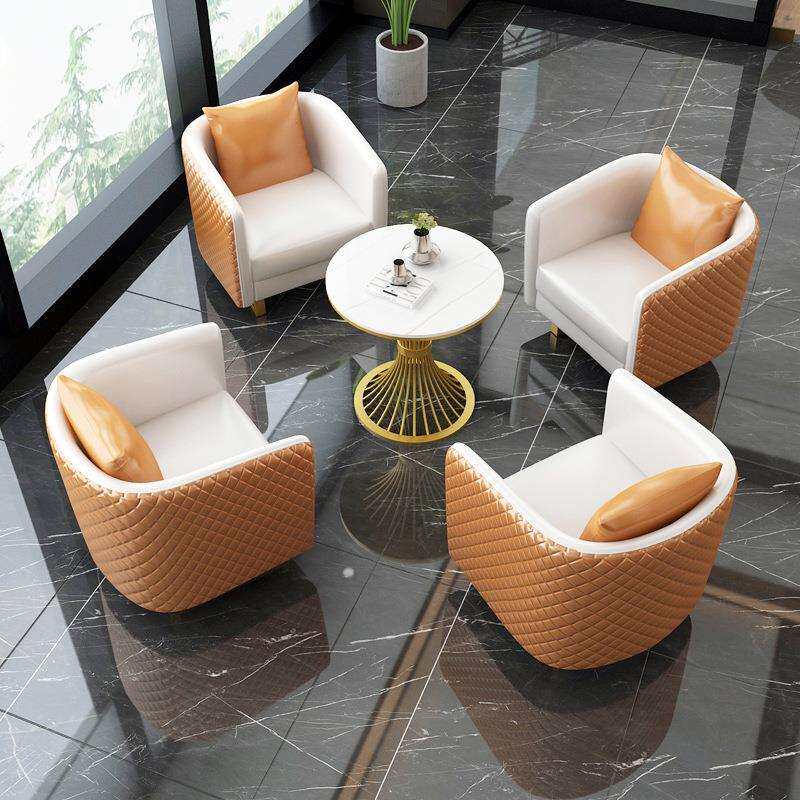 轻奢洽谈桌椅组合售楼处办公沙发简约现代休息区接待会客一桌四椅