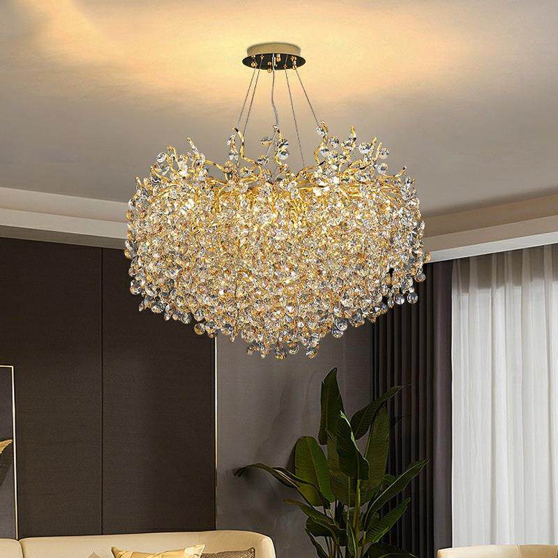 别墅水晶吊灯树枝餐厅简美奢华客厅大灯法式大厅灯具轻奢后现代