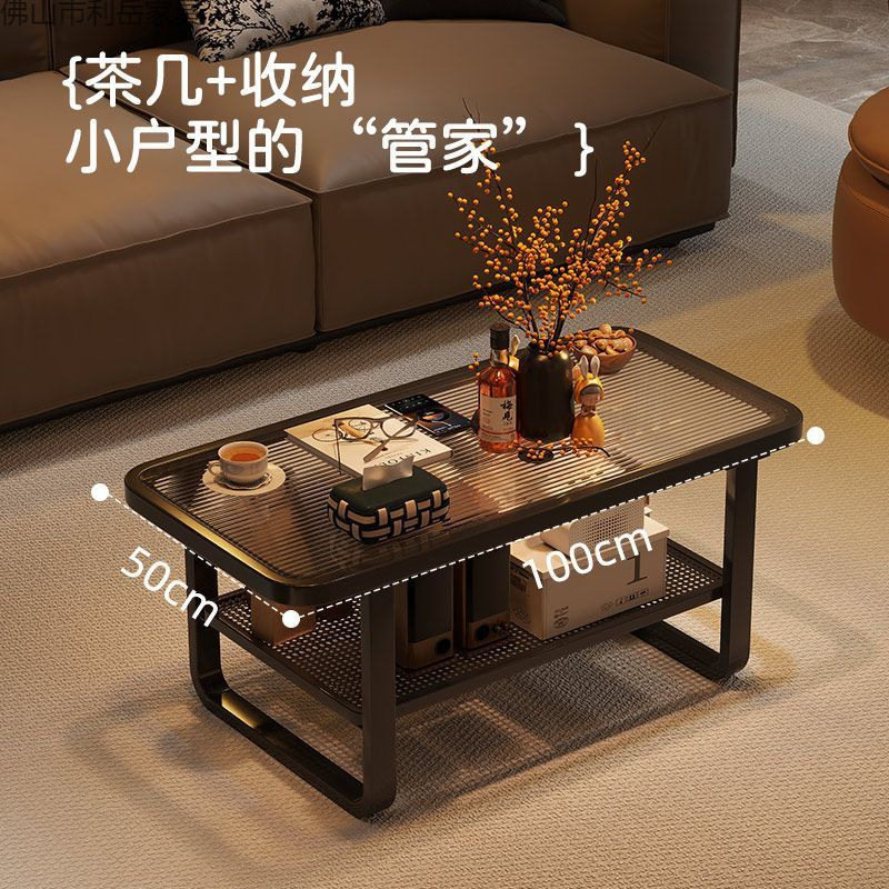 茶几家用中古法式小户型客厅玻璃茶几沙发几美式复古双层边几角几