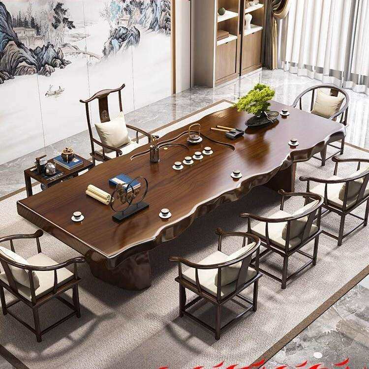 大板实木茶桌椅组合2025新款现代办公室新中式家用轻奢高端泡茶台