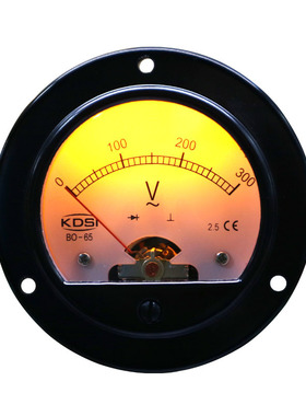 KDSI指针式圆形电压表 整流式电表BO-65 AC300V黄色背光 电压9V