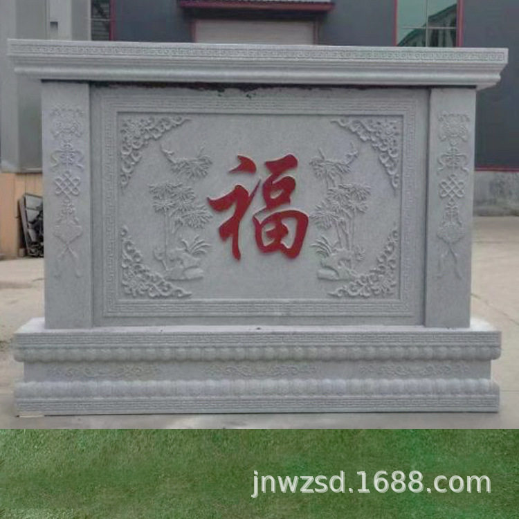 别墅装修石器工艺品定制 农村石材影壁图集 家用石雕产品报价