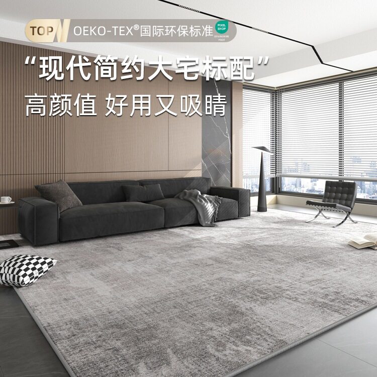 地毯客厅2025新款轻奢高级感灰色免洗可擦卧室床边地垫极简沙发毯