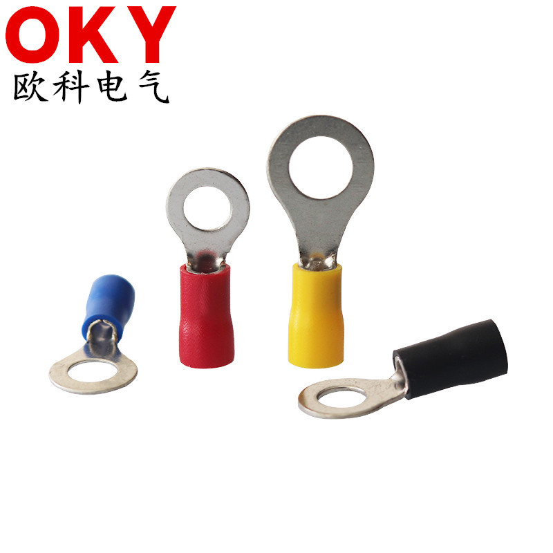 RV1.25-6圆形绝缘端子O型铜线耳紫铜加厚 冷压接线端头预绝缘端子
