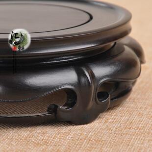 2o6x批发实木紫光中式檀圆形盆景花瓶底座木雕摆件茶壶香炉木质工