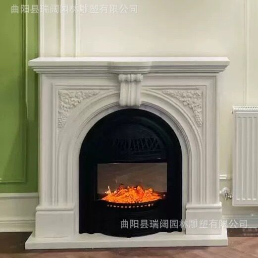石雕大理石壁炉装饰汉白玉欧式法式壁炉别墅室内拱门天然石材壁炉