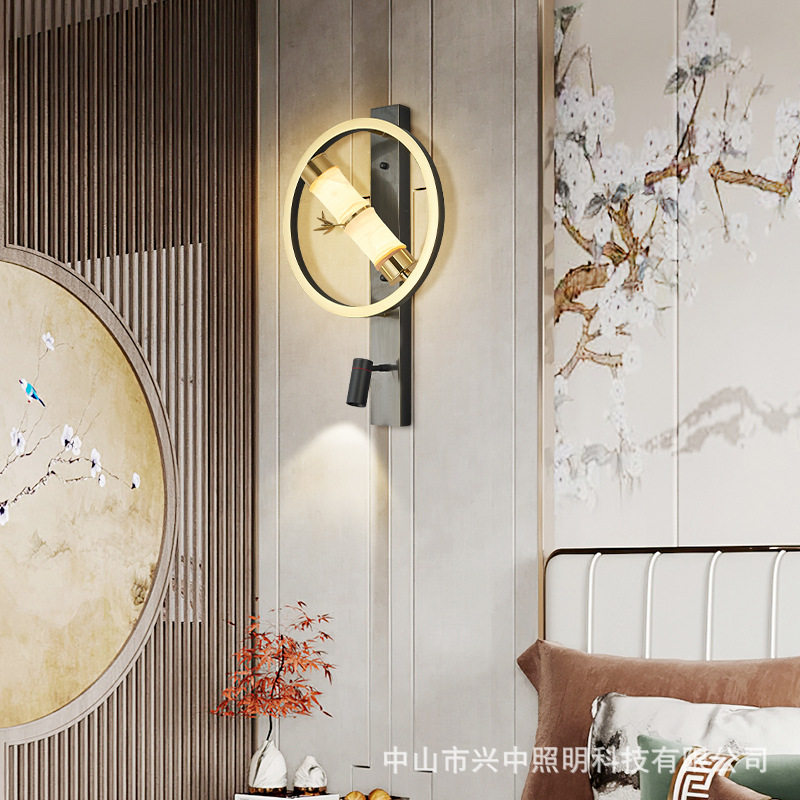后现代轻奢全铜云石吸顶灯简约圆形客厅餐厅卧室北欧阳台玄关灯具