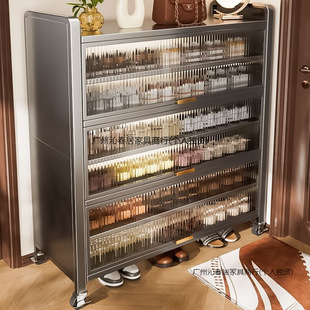 2026不锈钢鞋柜家用一体靠墙多层防尘钢制鞋架门口入户玄关收纳置