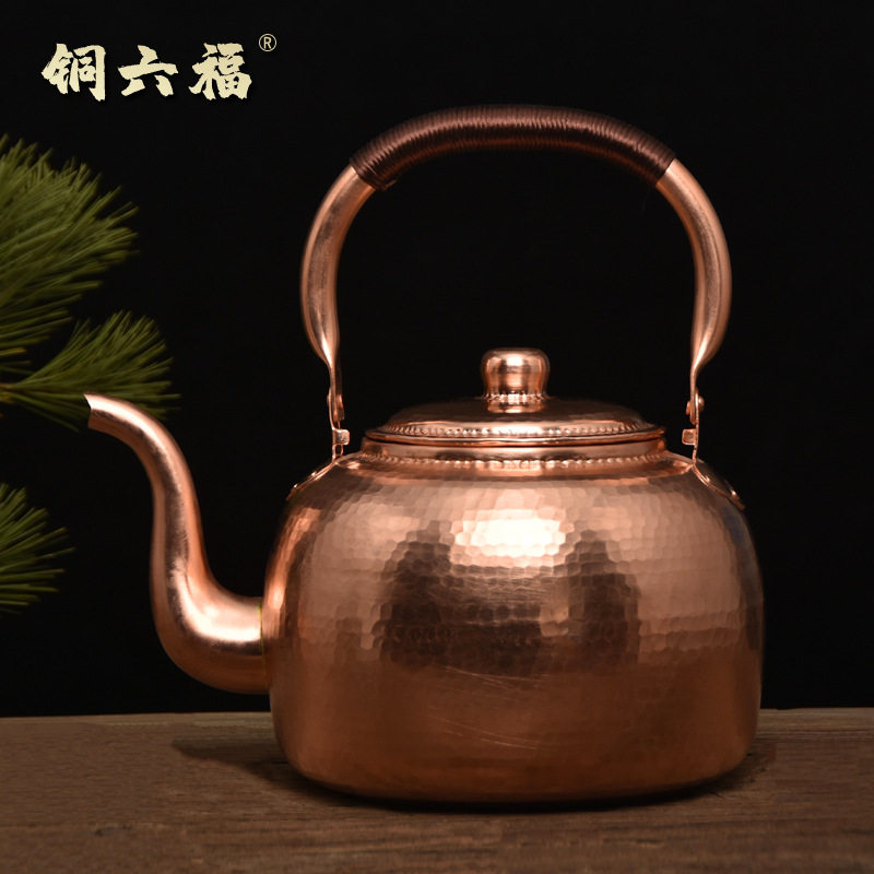铜六福纯手工铜壶家用 铜茶壶 烧水壶 沏茶铜壶 加厚铜壶商用