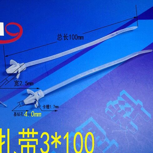 天虹塑料插销式扎带飞机头型尼龙扎带 汽车配件扎带3*100 /1000条