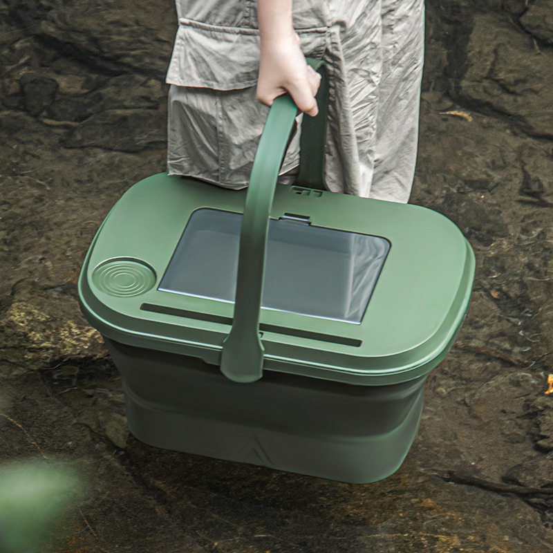 户外野餐篮露营便携手提带盖春游用储物篮多功能可折叠野炊收纳箱