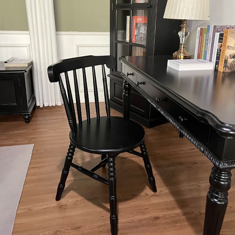 K8法式中古餐椅艾莎椅复古实木餐椅餐厅原木椅子家用休闲书房书桌