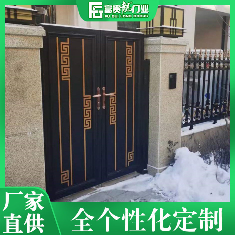 欧式新中式铝艺雕刻智能电动大门