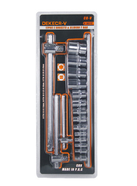 工厂直销18pc E型套筒 +滑杆新款双泡壳