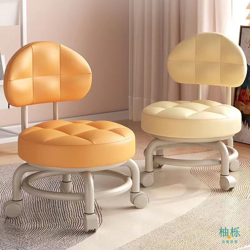 速发滑轮矮凳家用向轮成人带靠童小凳子儿背学步带轮美椅圆凳小缝