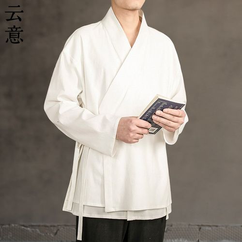 速发春斜襟汉服禅装中国风假居件唐装古风道袍男意两士服中式外套