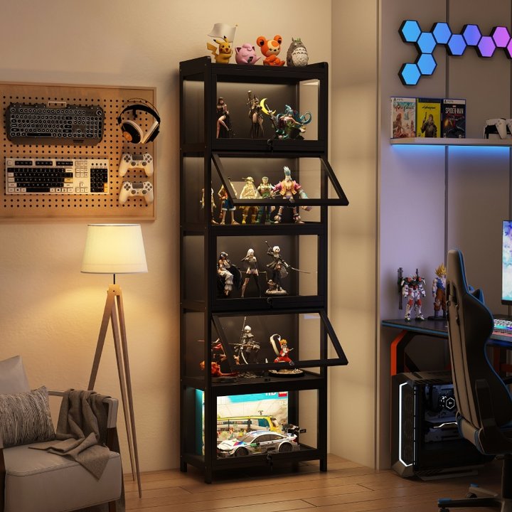 速发展示柜潮家收纳透克亚明力玩用防尘模型积木玩具陈列柜子