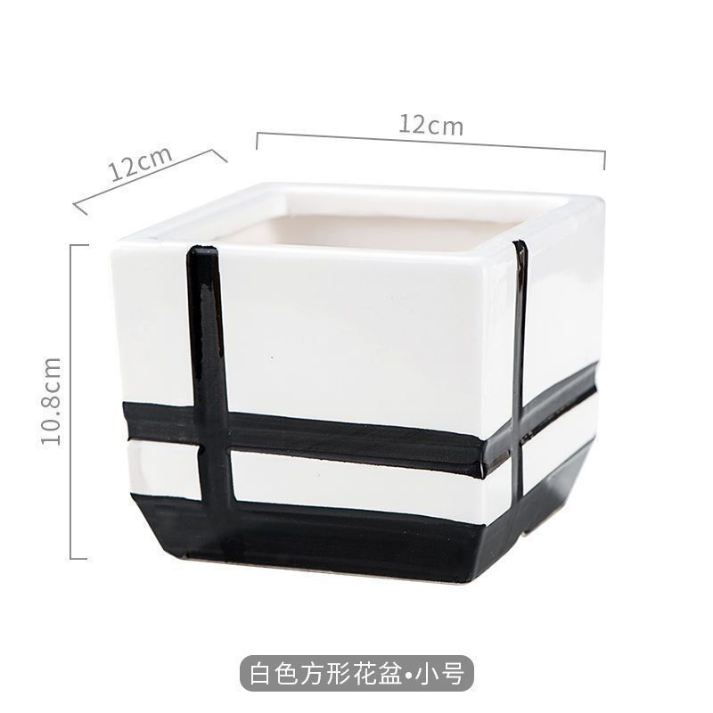 现货速发陶瓷花盆长方形带托盘塑料可批简约个性桌面多肉植物榕树