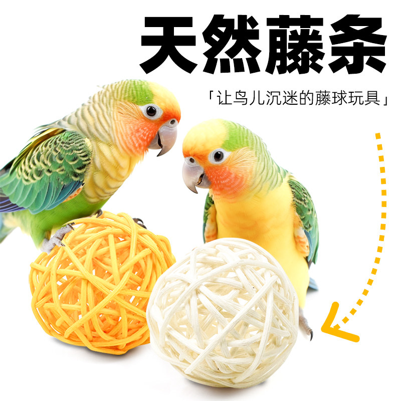 速发鹦鹉风品啃咬玩具觅食训练陪伴磨牙互动益智力玄藤虎皮鸟用球