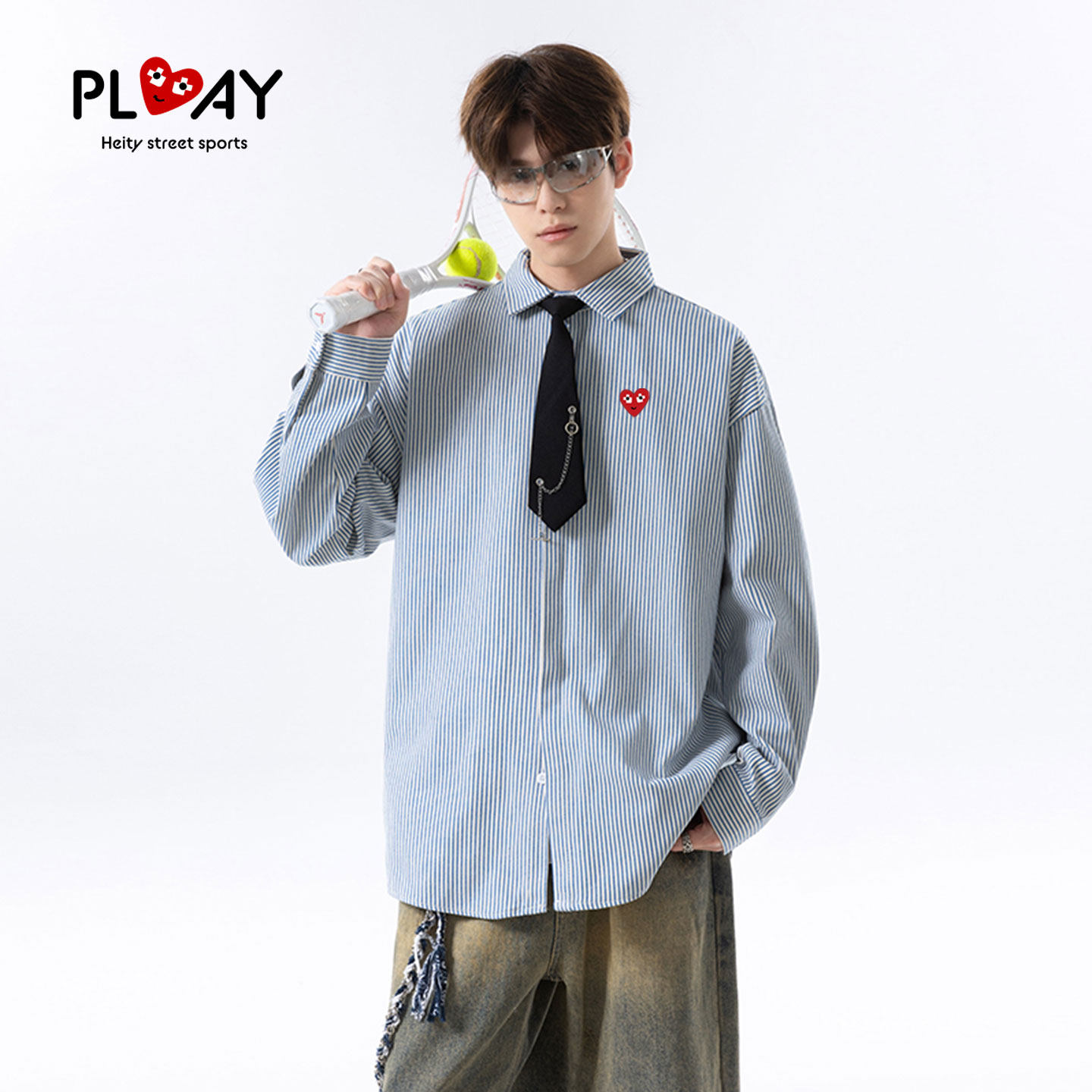 PLAY HEITY 官方衬衫秋季复古条纹男女款高级感穿搭大码休闲外套