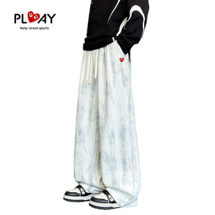 新款 子 官方休闲裤 PLAY 秋季 高街痞帅泼墨情侣直筒长裤 HEITY 美式