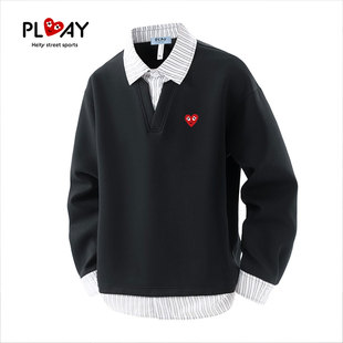 假两件翻领潮牌男女款 PLAY 新款 官方卫衣秋季 百搭宽松上衣 HEITY