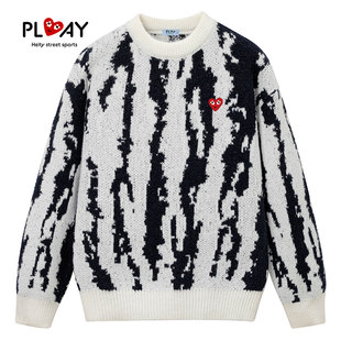 HEITY 高街撞色竖条纹男女款 官方针织衫 美式 宽松上衣 秋冬季 PLAY