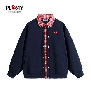 PLAY HEITY 官方开衫卫衣秋季新款假两件拼接格纹情侣款百搭外套