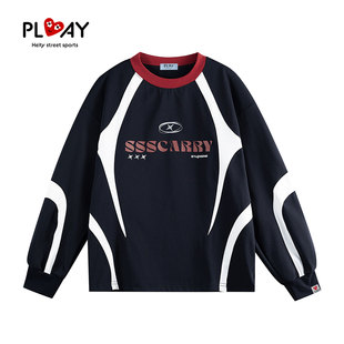 撞色拼接字母印花男女休闲百搭上衣 官方卫衣秋冬新款 PLAY HEITY