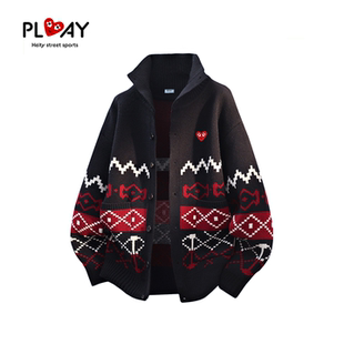 时尚 PLAY 秋冬新款 官方针织开衫 潮流撞色男女休闲百搭外套 HEITY