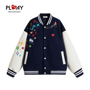 HEITY 美式 官方夹克秋冬季 长袖 刺绣棒球服休闲外套 潮情侣款 PLAY